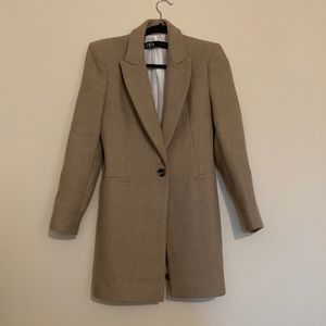 Zara Tan Wool Blend Fitted Coat XS